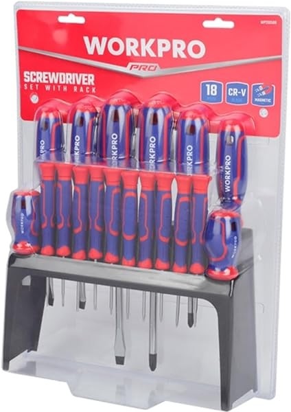 WP200506 18 Parça Duvar Askı Aparatlı Profesyonel Cr-V Manyetik Tornavida Seti indirimleri