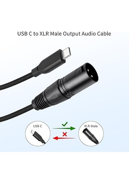 USB C Xlr Erkek Kablo, USB Tip C - Xlr Erkek Çıkış Kablosu, USB C Mikrofon Kablosu USB Tip-C Erkek - Xlr Erkek Kanal Kablosu Konnektörü Amplifikatör, Hoparlör, Mikser Konsolu Vb, 10FT modelleri