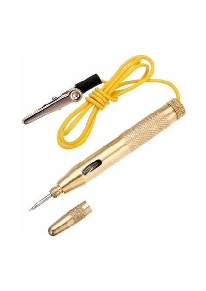 7747 12V Araç Oto Araba Kontrol Test Kalemi Timsah Ağızlı Oto Elektrik Kontrol Kalemi, Metal Gövdeli, 6/24V