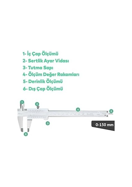 Home Analog Kumpas – 150 mm Karbon Çelik Gövde, 0.02 mm Hassasiyetli Ölçüm Aleti, Iç-Dış-Derinlik-Step Ölçüm Için Uygun Teknik Kaliper (Mekanik) modelleri