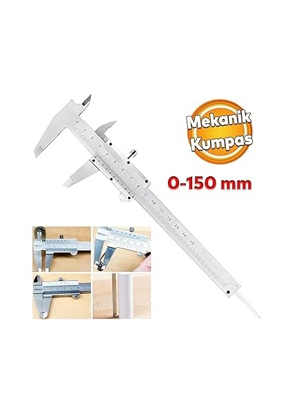 Home Analog Kumpas – 150 mm Karbon Çelik Gövde, 0.02 mm Hassasiyetli Ölçüm Aleti, Iç-Dış-Derinlik-Step Ölçüm Için Uygun Teknik Kaliper (Mekanik) fırsatları
