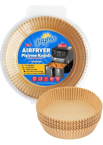 Airfryer Pişirme Kağıdı,fritöz Yağlı Kağıdı Tek Kullanımlık Fırın,fritöz Pişirme Kağıdı 25'li 16CM