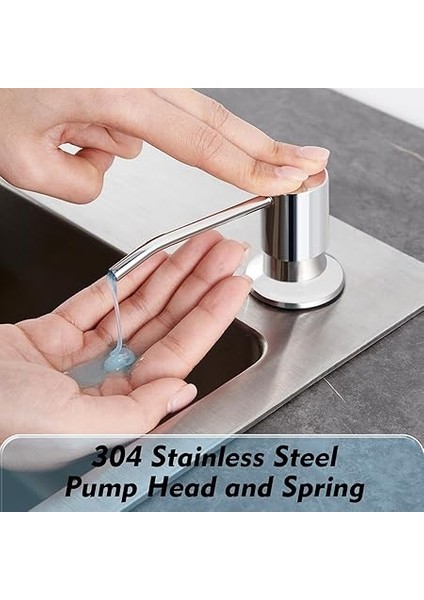 Mutfak Evyesi Sabunluk, Tezgaha Evye Montajı Için Deterjan Dispenseri, 500 ml Şişe ve Üstten Doldurmalı 1 M Uzatma Hortumlu Sabun Pompası Aksesuarı Paslanmaz Çelik, Krom Cilalı modelleri