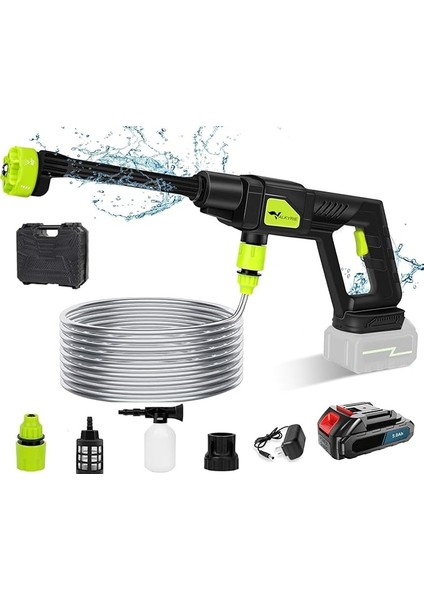 Şarjlı ve Yüksek Basınçlı Ilaçlama Oto Yıkama ve Sulama Tabancası 6 Farklı Püskürtme 24V 15.000MAH Yüksek Kapasite