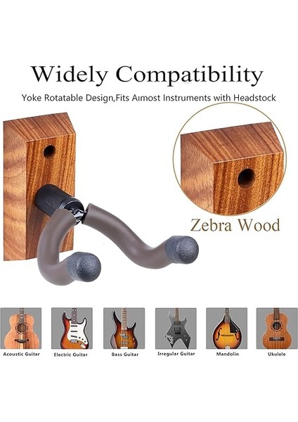 Gitar Duvara Monte Gitar Askısı Siyah Ceviz Gitar Kancası Akustik Elektro Bas Gitar Duvar Askısı Kanca Tutucu (Zebra Ahşap Askı) fiyatları