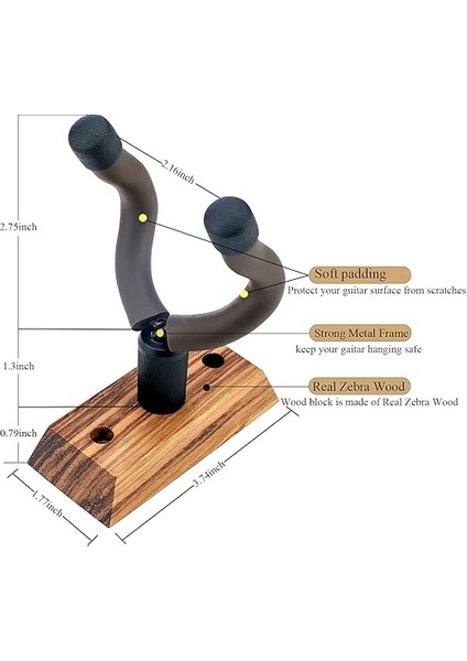 Gitar Duvara Monte Gitar Askısı Siyah Ceviz Gitar Kancası Akustik Elektro Bas Gitar Duvar Askısı Kanca Tutucu (Zebra Ahşap Askı) modelleri