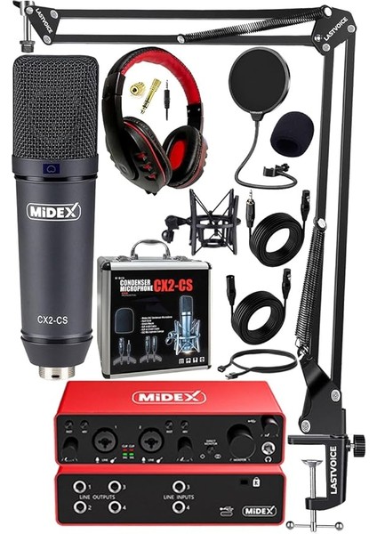 Functional Paket-4 Stüdyo Ekipmanları Mikrofon 4 Çıkış Ses Kartı Full Set