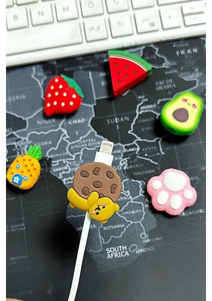 Şarj Kablosu Kablo Ucu Koruyucu Figürlü Iphone Typec Mikro Kablo Koruyucu Koruma, Kahverengi Kurabiye