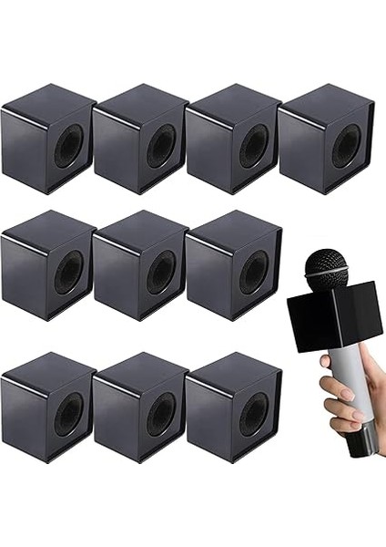 10 Adet Mikrofon Işaretleme Bayrağı Mikrofon Istasyonu-Küp Görüşme Kutusu Stand Bayrakları Şekilli Tutucu Muhabir Enjeksiyonu, Siyah fiyatları