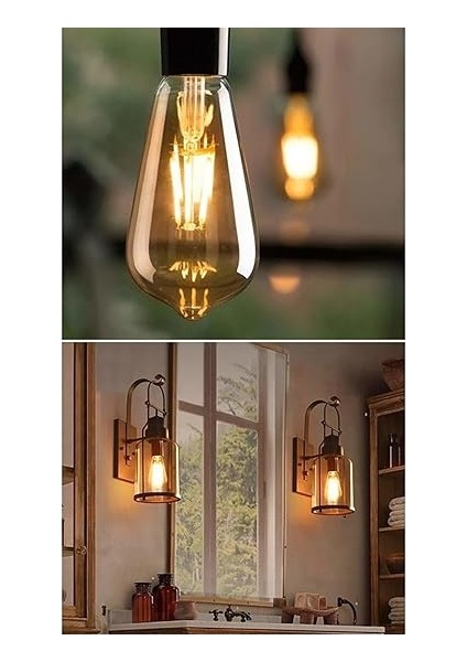Tipi Edison Model Filament Tasarruflu ST64 LED Rustik Dekoratif Ampul Vintage Aydınlatma (1, 6 Watt ST64) modelleri