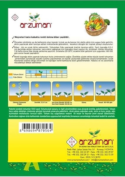 Adet Kaliforniya Biber Tohumu 5 Gram fiyatları