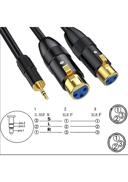 3.5mm Trs Xlr Mikrofon Y Splitte Dengeli Kablo Çift Dişi Xlr - 1/8 Inç (3.5mm) Erkek Sahne Yama Kablosu Dmx Kablosu Radyo Istasyonu, Hoparlör Sistemleri, Sahne Aydınlatma (0.5M/1.65FT) fırsatları