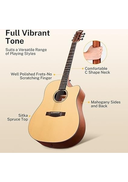 Dag-1c Cutaway Akustik Gitar Seti (Natural) fiyatları