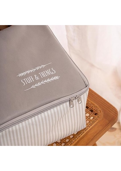 Home Textile Orta Boy Gri Çizgili Stuff &amp; Things Hurç 52 x 28 x 21 cm fırsatları