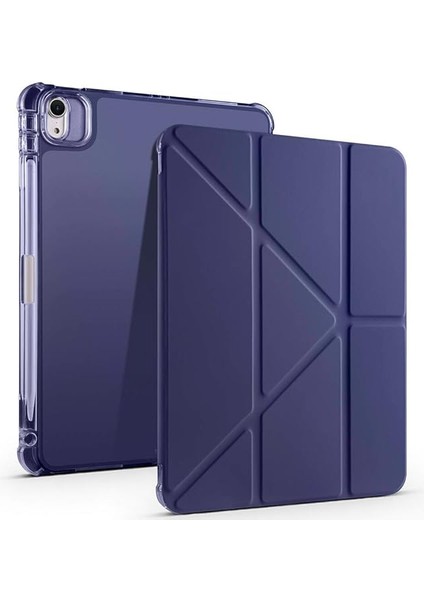 Air 11 M2-M3 2024/2025 ile Uyumlu Kılıf Üçgen Tri Folding Kalem Bölmeli Standlı Kılıfı (Lacivert)