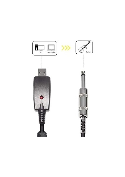 USB 6.35MM 1/4 ″ Mono Erkek Elektro Gitar Kablosu - Stüdyo Ses Kablosu Konektörü Kabloları Adaptörü Enstrümanlar Kayıt Için (3 METRE/10FT) fiyatları