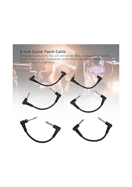 15 cm Gitar Yama Kablosu, Elektro Gitar Bas Gitar Klavye Pedalı Efektleri Amplifikatör Için Güvenli Bağlantı (Black) fiyatları