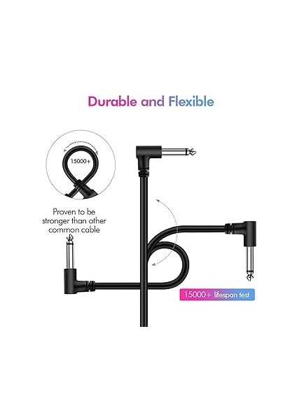 15 cm Gitar Yama Kablosu, Elektro Gitar Bas Gitar Klavye Pedalı Efektleri Amplifikatör Için Güvenli Bağlantı (Black) indirimleri