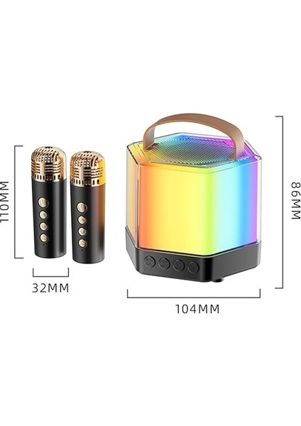 Machine Mini Kablosuz Mikrofon Hoparlör Seti, Rgb Renk Işığı ile Çift Mikrofon Karaoke Sistemi, Doğum Günü Partisi Için Taşınabilir, Açık Hava Kullanımı (Black) fiyatları