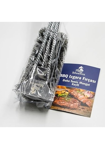 Paslanmaz Çelik Izgara Mangal Temizleme Fırçası | Kazıyıcılı, 360º Kapsamlı, 3 Başlı, Ergonomik Tutacaklı Barbekü Fırçası modelleri