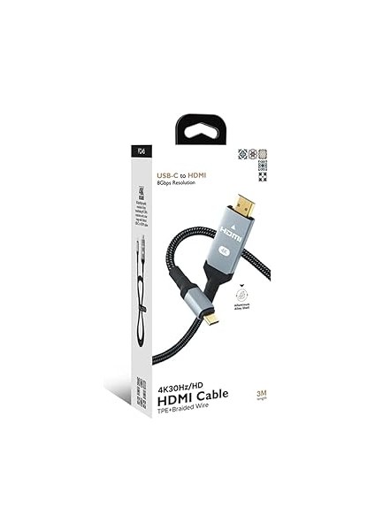 Wlue Type-C To 4K 30Hz Ultra Full Hd HDMI Usb-C Tak Çalıştır Görüntü Aktarım Kablosu 3 Metre Gold fırsatları