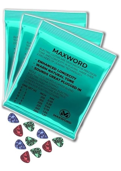 Gt-Electric-3x Kaliteli Elektro Gitar Teli 3 Takım Set (10 Pena Hediye) fiyatları