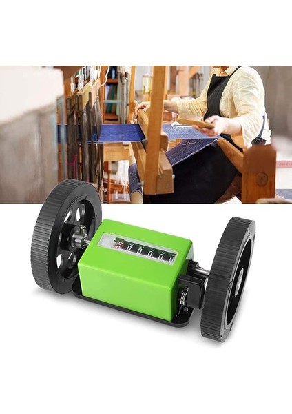 Sayacı - 1 Adet Mekanik Uzunluk Sayaç Metre Sayaç Dönen Tekerlek Yeşil