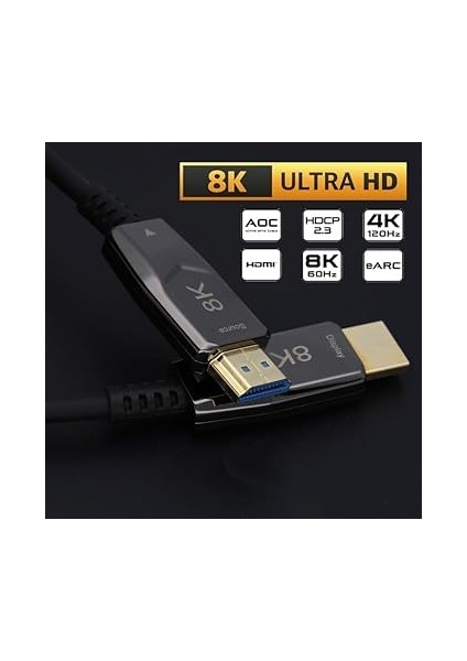 - 8k HDMI Aoc Fiber Kablo - HDMI 2.1 Standart - 48GBPS, 8k 60Hz, 4K 120Hz, 4K 60Hz, Earc, Hdr, D-Hdr, Hdcp2.3, Dolby Vision, Dolby Atmos (10 Metre) fırsatları