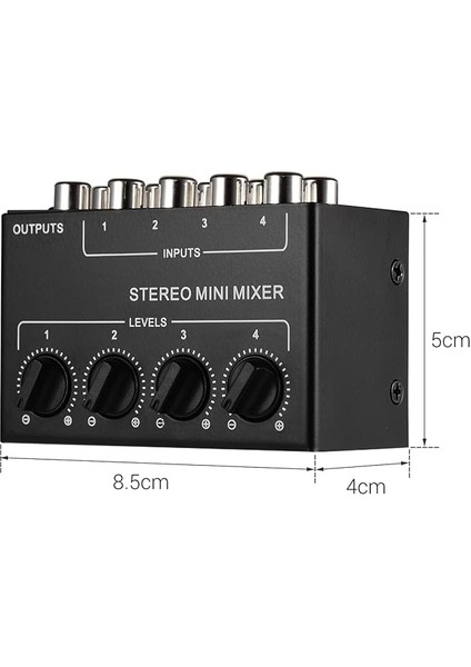 4 Kanallı Rca Girişli Mini Stereo Ses Mikseri Ayrı Ses Kontrolleri Tam Metal Kabuk indirimleri