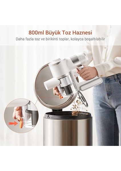 U10 Pro Kablosuz Dikey Süpürge, 30000PA, Beyaz indirimleri