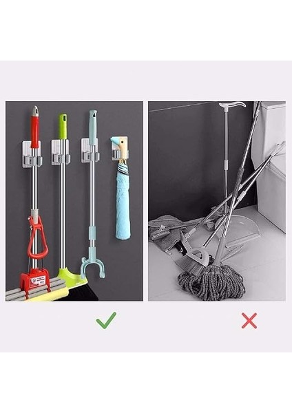 304 Kalite Paslanmaz Çelik Duvar Tipi Süpürge ve Mop Tutucu – 6,5x8 Cm, Yapışkanlı Montaj, Kaymaz Kauçuk Silindir, Deliksiz Askı Aparatı, Bahçe, Çamaşır Odası, Garaj, Ofis, Balkon Için modelleri