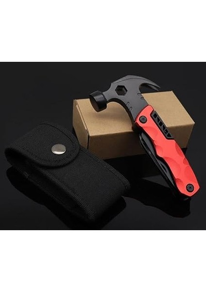 Çok Fonksiyonlu Çekiç Çakı Çantalı Kamp Outdoor Testere Tornavida Seti Kırmızı modelleri