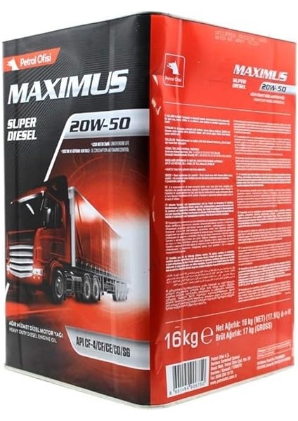 Petrol Ofisi Maximus Super Diesel 20W/50 16 kg Dizel Motor Yağı fiyatları