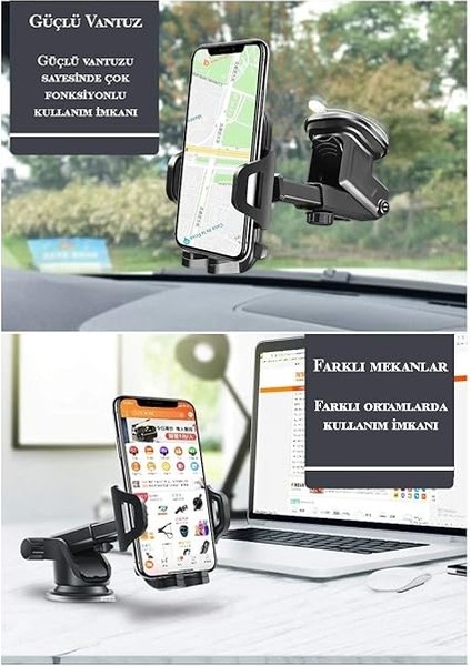 Htt-12 Otomatik Klipsli Vantuzlu Araba Telefon Tutacağı, Siyah indirimleri