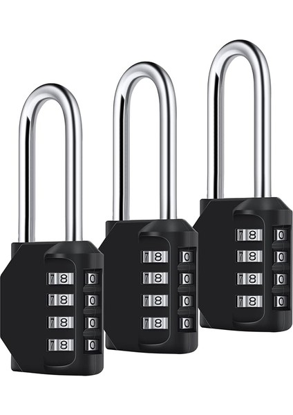 3 Adet Şifreli Kilit Askılı Uzun 6.7cm, 4 Haneli Kilit Şifreli Kilit Asma Kilit, Hava Koşullarına Dayanıklı, Dolap, Kapı, Fitness Stüdyosu Alet Kutusu Için
