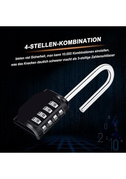 3 Adet Şifreli Kilit Askılı Uzun 6.7cm, 4 Haneli Kilit Şifreli Kilit Asma Kilit, Hava Koşullarına Dayanıklı, Dolap, Kapı, Fitness Stüdyosu Alet Kutusu Için fırsatları