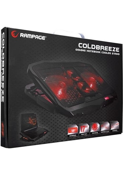 Rampage Ad-Rc4 Coldbreeze Kırmızı Ledli 2*125MM+2*70MM Işıklı Fan 15"-17" Notebook Soğutucu Stand fırsatları
