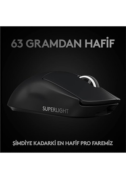 G Pro x Superlıght Kablosuz Lıghtspeed Oyuncu Mouse, 25.600 Dpı, Hero Sensör, 5 Özelleştirilebilir Tuş, 1 Ms Bildirim Hızı, Uzun Pil Ömrü, Pc / Mac ile Uyumlu, Siyah modelleri