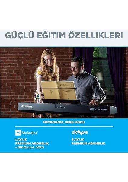 Recital Pro - Dijital Piyano Klavye 88 Ağırlıklı Çekiç Hareketli Tuşu, 12 Premium Ses ve Dahili Hoparlörlü indirimleri