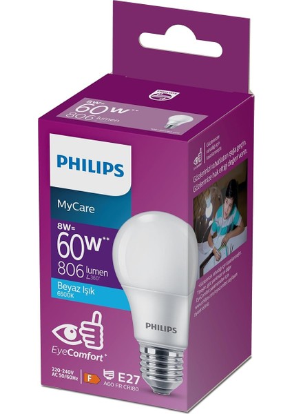 Ledbulb 8-60W E27 6500K Beyaz Işık 720 Lümen