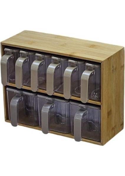 Standlı 9'lu Baharatlık Seti Takımı Kaşıklı 19 Parça Pratik Saklama Kabı modelleri