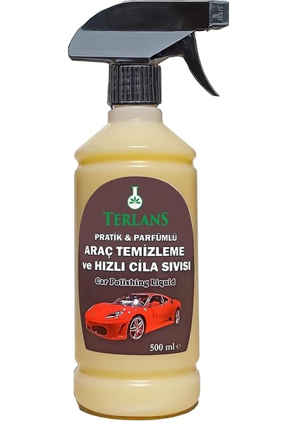 Araç Temizleyici Parlatıcı Hızlı Cila | Boyalı Alan &amp; Plastik Aksam | Parfümlü | 500 ml Sprey + Mikrofiber Bez