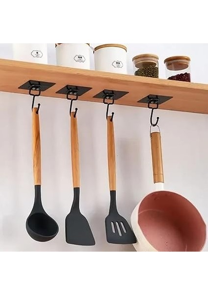 10 Adet Duvara, Dolapa Yapışan Güçlü Yapışkanlı Siyah Duvar Askısı, Delmeden, Vida Kullanmadan Pratik Çözüm modelleri