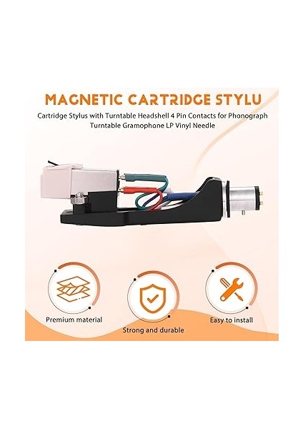 Pikap Headshell ile Stylus 4 Pin Kontaklar Fonograf Pikap Gramofon Lp Vinil Iğne fırsatları