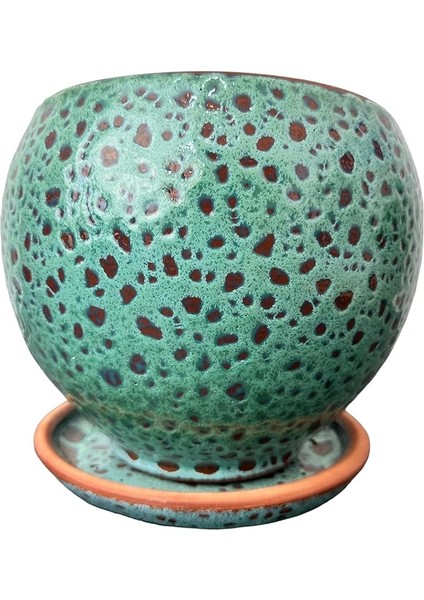 Tasarımı Ev Dekorasyon Turkuaz Şekilli Artistik Çift Sırlı Iç ve Dış Mekan Kullanımlı Tabaklı Toprak Terrakota Saksı Saksılık Salon Çiçeklik