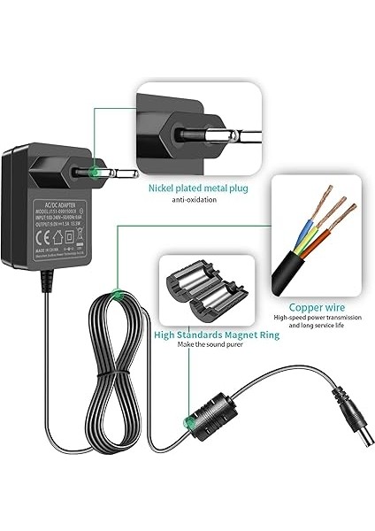 Dc 9 V Gitar Pedalı Güç Kaynağı, 9VDC 1.5A 1A Ac Dc Güç Adaptörü, Ortada Negatif Dc Bağlantısı, Boss Gitar Efekt Pedalı Casio Klavye Için 5 Yollu Papatya Zinciri Kablosu. fırsatları