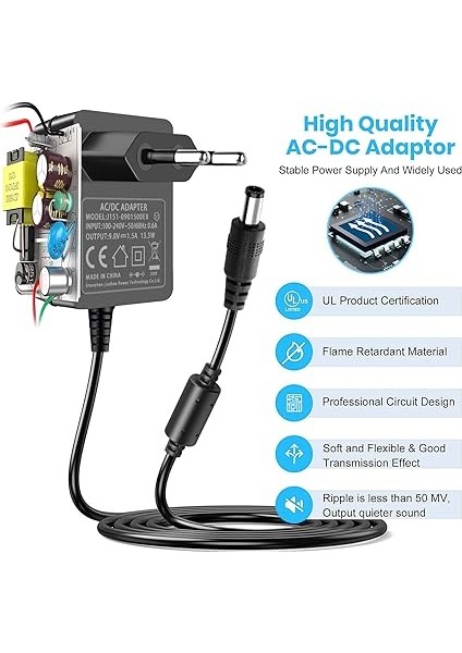 Dc 9 V Gitar Pedalı Güç Kaynağı, 9VDC 1.5A 1A Ac Dc Güç Adaptörü, Ortada Negatif Dc Bağlantısı, Boss Gitar Efekt Pedalı Casio Klavye Için 5 Yollu Papatya Zinciri Kablosu. indirimleri