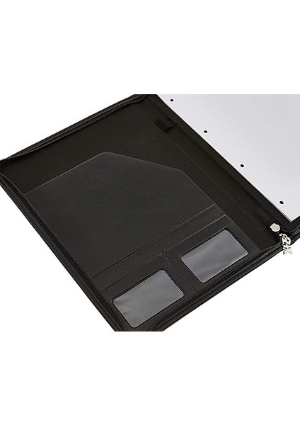 414-1 Sekreter Notluğu A4 Sekreterlik Dosyası Fermuarlı Deri Kapaklı Sekreter Tablası, Siyah modelleri