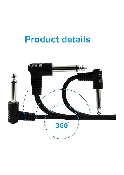 6 Paket 6 Inç Gitar Yama Kabloları, Gitar Için 1/4 Inç Ts Dik Açılı Yama Kabloları (Siyah) modelleri