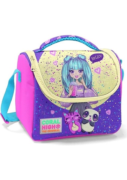 High Pembe Mor Anime Baskılı Kız Çocuk Yalıtımlı Beslenme Çantası